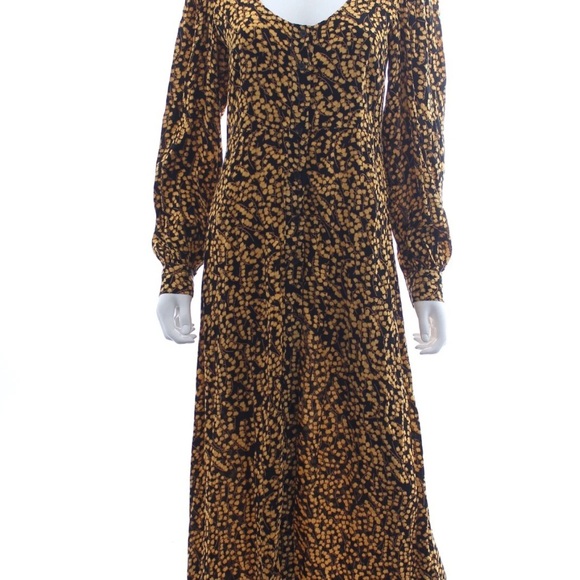 Ganni Black and Gold Long Sleeve Dress - Picture 3 of 7